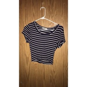 Blue and white stripped crop top